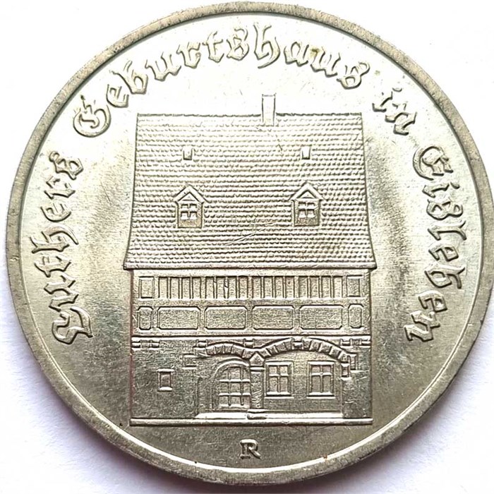 5 марок - Родной дом Мартина Лютера в Эйслебене, Германия, 1983 год 14756