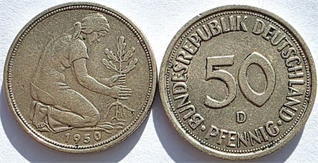 50 пфеннигов  Западная Германия (ФРГ), 1950-1980 гг 16570