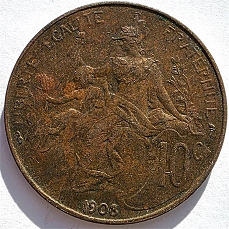 10 сантимов - Франция, 1908 год 16591