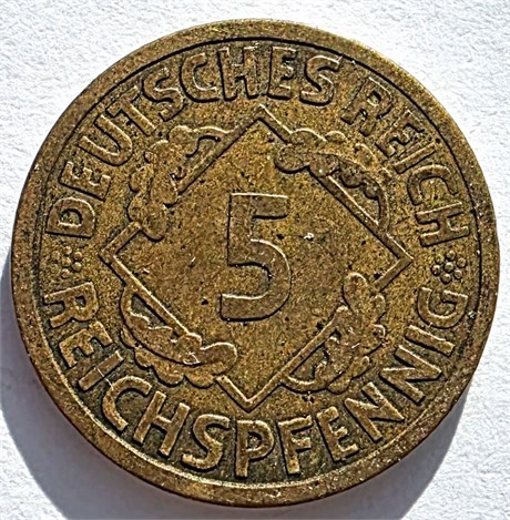 5 рейхспфеннигов - Веймарская республика, 1925 год А 16593
