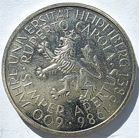 5 марок - Гейдельбергский университет, Германия, 1986 год 16702