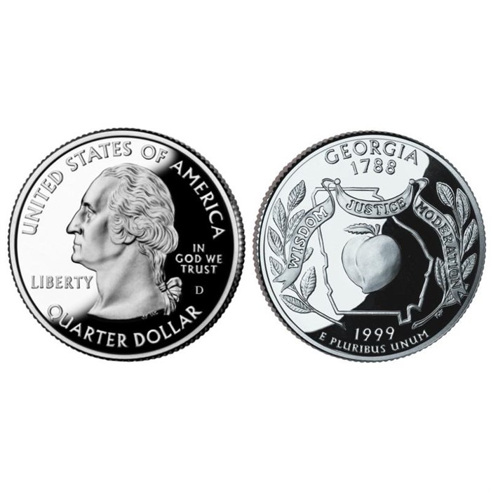 25 центов - Штат № 4 Джорджия, США, 1999 год 11066
