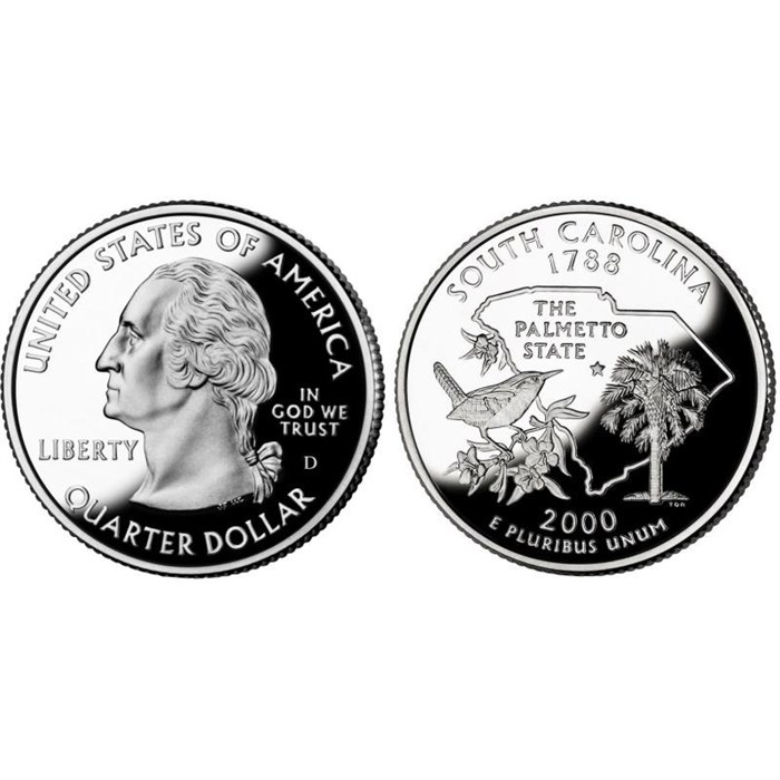 25 центов - Штат № 8 Южная Каролина, США, 2000 год 11070
