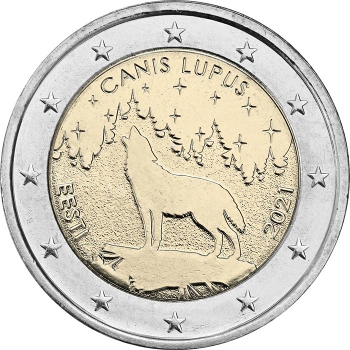 2 евро - Волк, Эстония, 2021 год, UNC 12724
