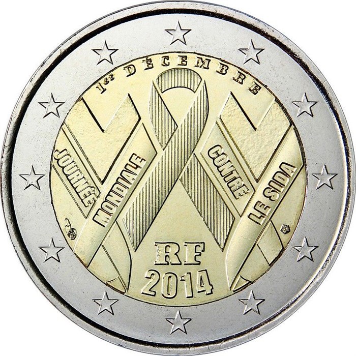 2 евро - Всемирный день борьбы со СПИДом, Франция, 2014 год, UNC 12726