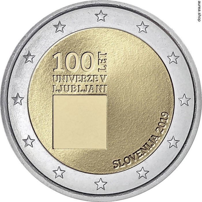 2 евро - 100 лет основанию Люблянского университета, Словения, 2019 год, UNC 12734