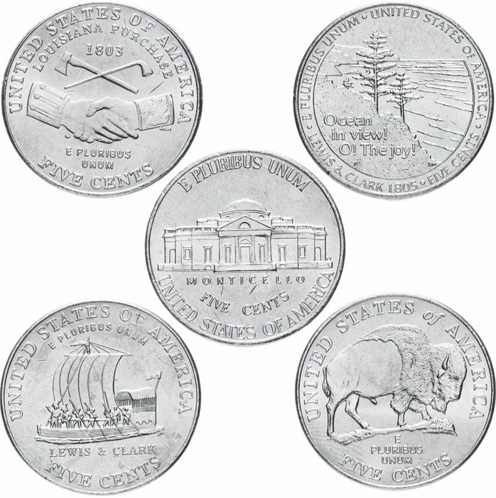 Набор монет - Освоение Дикого Запада, США, 2004-2006 гг (5 монет) 13424