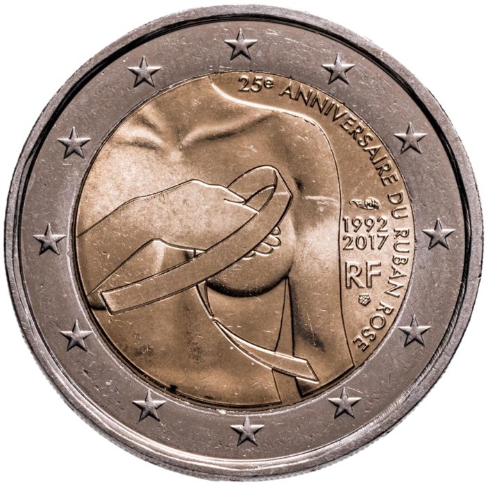 2 евро - Борьба против рака молочной железы, Франция, 2017 год, UNC 13535