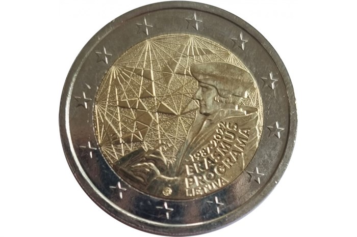 2 евро - 35 лет программе Эразмус, Литва, 2022 год, UNC 13570