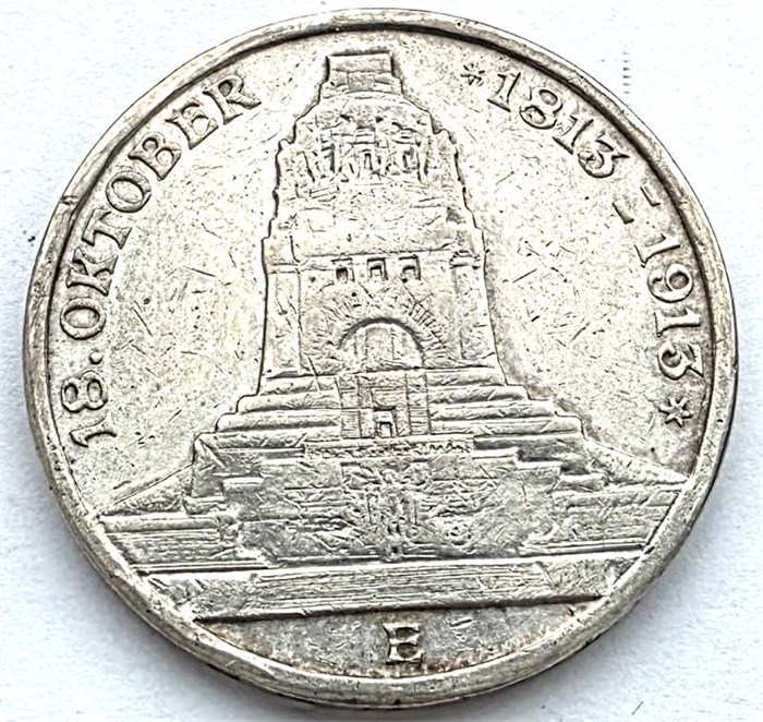 3 марки - Битва народов, 1913 год, Германия, серебро 13648