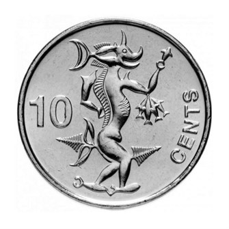 10 центов - Статуэтка бога моря Нгориеру, Соломоновы острова, 2012 год, UNC 14125