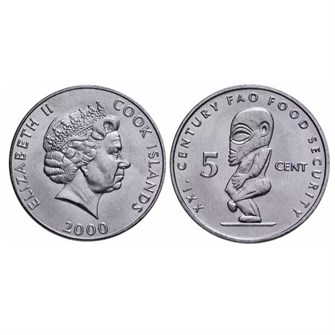 5 центов - Божество Тангароа, Остров Кука, 2000 год, UNC 14503
