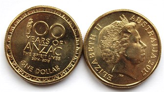 1 доллар - 100 лет героям событий Анзас, Австралия, 2017 год, UNC 11198