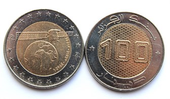 100 динар - Спутник связи, Алжир, 2018 год 11254