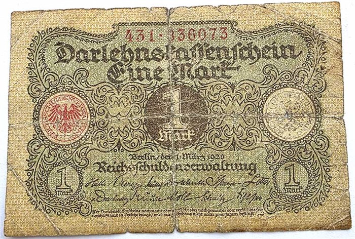 Банкнота 1 марка - Германия, 1920 год 14305