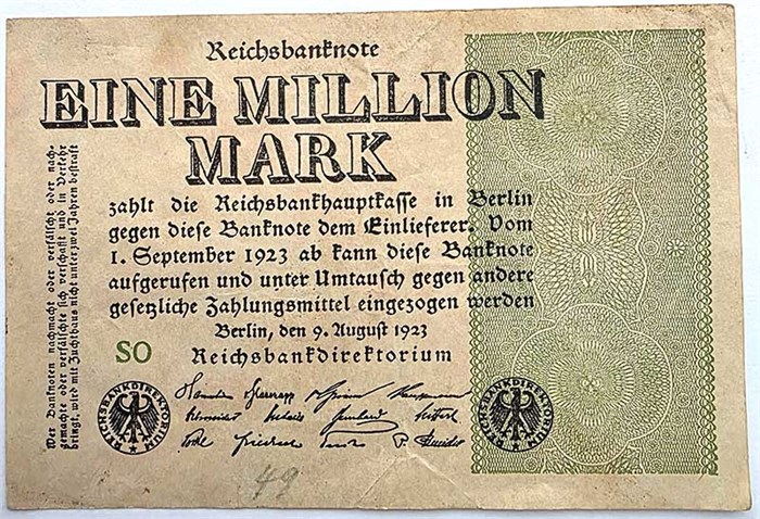 Банкнота 1 миллион марок - Германия, 1923 год 14318