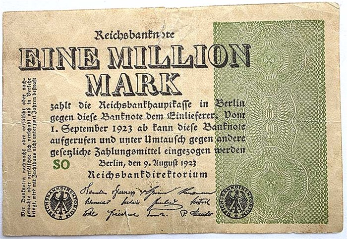 Банкнота 1 миллион марок - Германия, 1923 год 14321