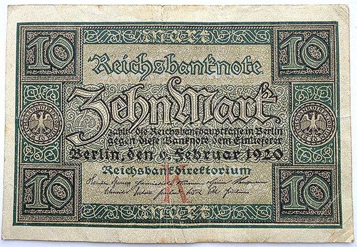 Банкнота 10 марок - Германия, 1920 год 14337