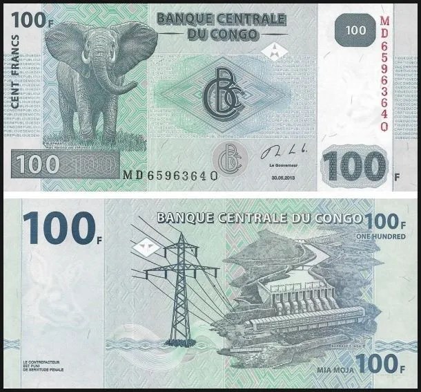 Банкнота 100 франков - Конго, 2013 год, UNC 14415