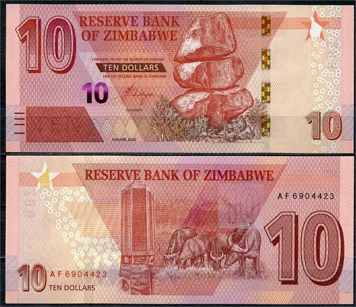 Банкнота 10 долларов - Зимбабве, 2020 год, UNC 14434