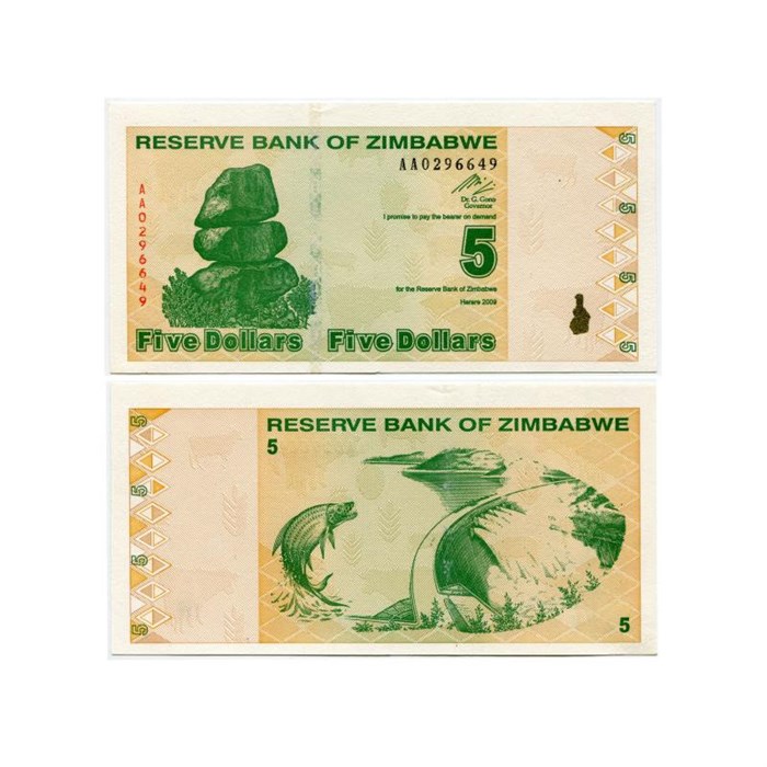 Банкнота 5 долларов - Зимбабве, 2009 год, UNC 14435