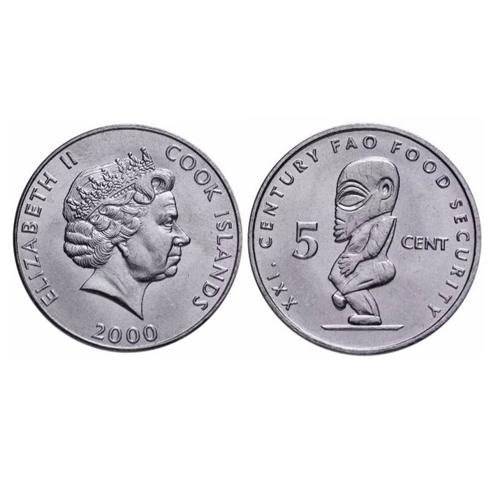 5 центов - Божество Тангароа, Остров Кука, 2000 год, UNC 14503