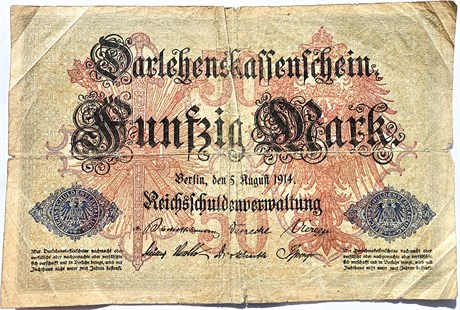 Банкнота 50 марок - Германия, 1914 год 16627