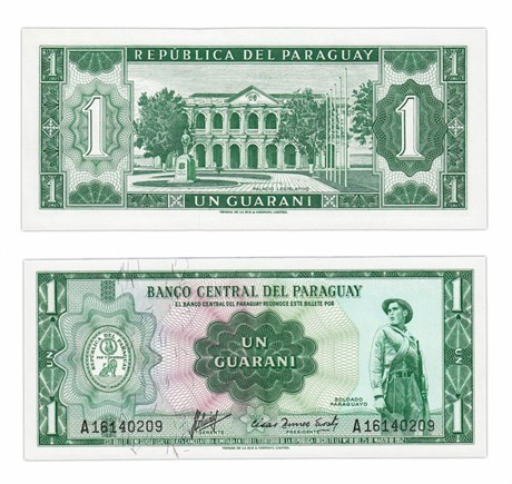 Банкнота 1 гуарани - Парагвай,1952 год, UNC 16872