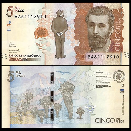 Банкнота 5000 песо - Колумбия, 2023 год, UNC 16888