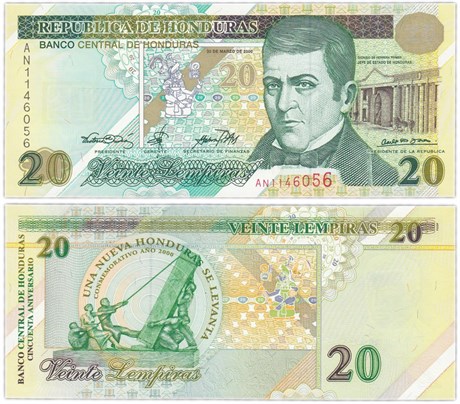 Банкнота 20 лемпира - Гондурас, 2022 год, UNC 16894