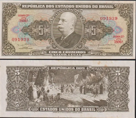 Банкнота 5 крузейро - Бразилия, 1962-1964 гг, UNC 16915