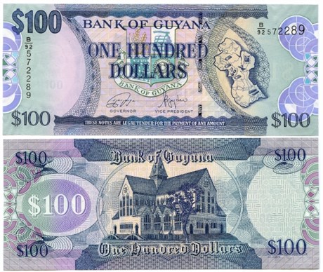 Банкнота 100 долларов - Гайана, 2022 год, UNC 16923