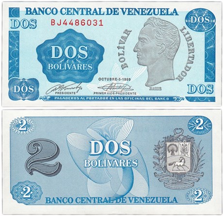 Банкнота 2 боливара - Венесуэла, 1989 год, UNC 16939