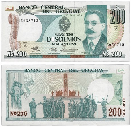 Банкнота 200 песо - Уругвай, 1986 год, UNC 16968