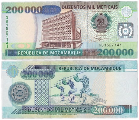 Банкнота 200000 метикалов - Мозамбик, 2003 год, UNC 17078