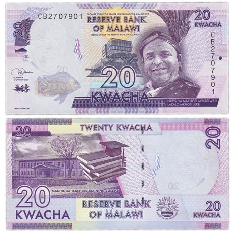 Банкнота 20 квач - Малави, 2020 год, UNC 17143