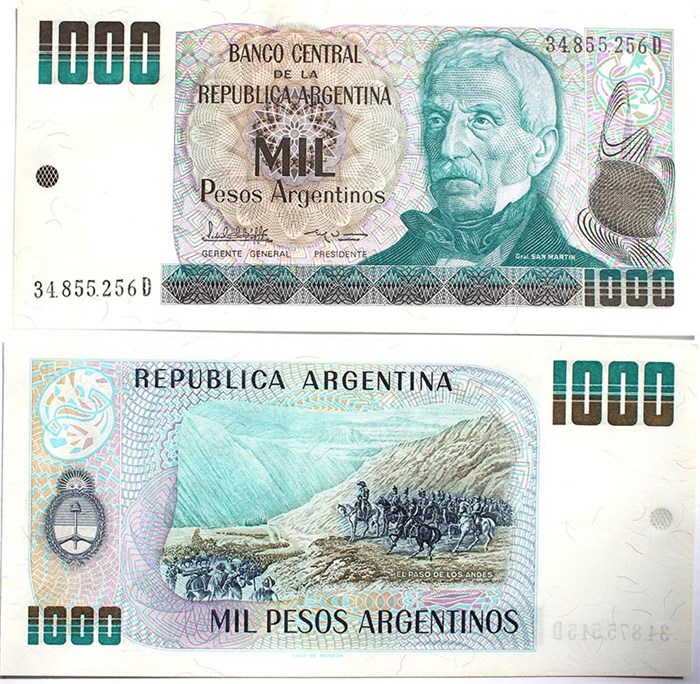 Банкнота 1000 песо - Аргентина, 1983-1985 гг, UNC 10939