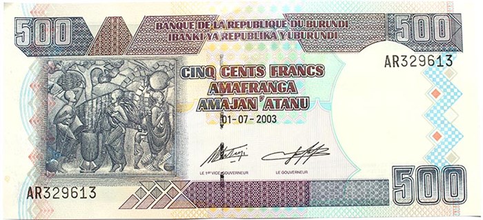 Банкнота 500 франков - Бурунди, 2003 год, UNC 10976