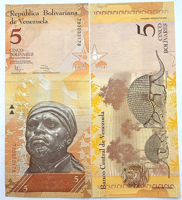 Банкнота 5 боливара - Венесуэла, 2014 год, UNC 13698