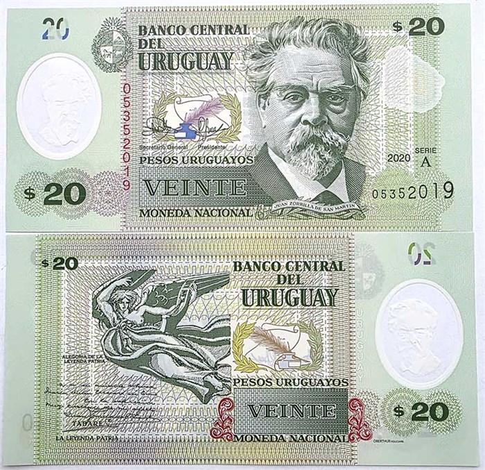 Банкнота 20 песо  - Уругвай, 2020 год, UNC 13719