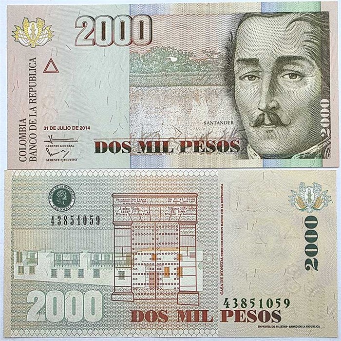 Банкнота 2000 песо  - Колумбия, 2014 год, UNC 13720