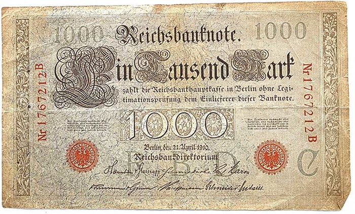 Банкнота 1000 марок - Германия, 1910 год 13931