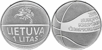 1 лит - Чемпионат Европы по баскетболу, Литва, 2011 год, UNC 14014