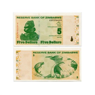 Банкнота 5 долларов - Зимбабве, 2009 год, UNC 14435