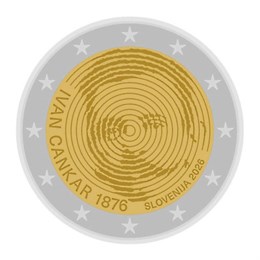 2 евро - 150 лет со дня рождения Ивана Цанкара, Словения, 2026 год 16150