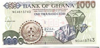 Банкнота 1000 седи - Гана, 2003 год, UNC 10970