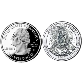 25 центов - Парк № 14 - Гавайские вулканы (Гавайи), США, 2012 год 10990