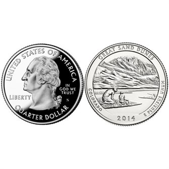 25 центов - Парк № 24 - Грейт-Санд-Дьюнс (Колорадо), США, 2014 год 11000