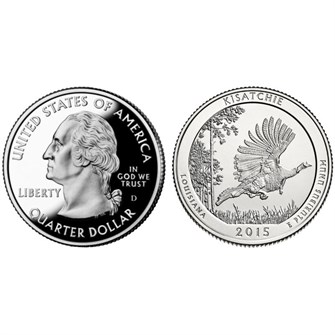 25 центов - Парк № 27 Национальный лес Кисатчи (Луизиана), США, 2015 год 11003