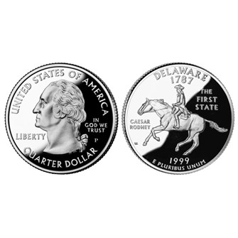 25 центов - Штат № 1 Делавэр, США, 1999 год 11063